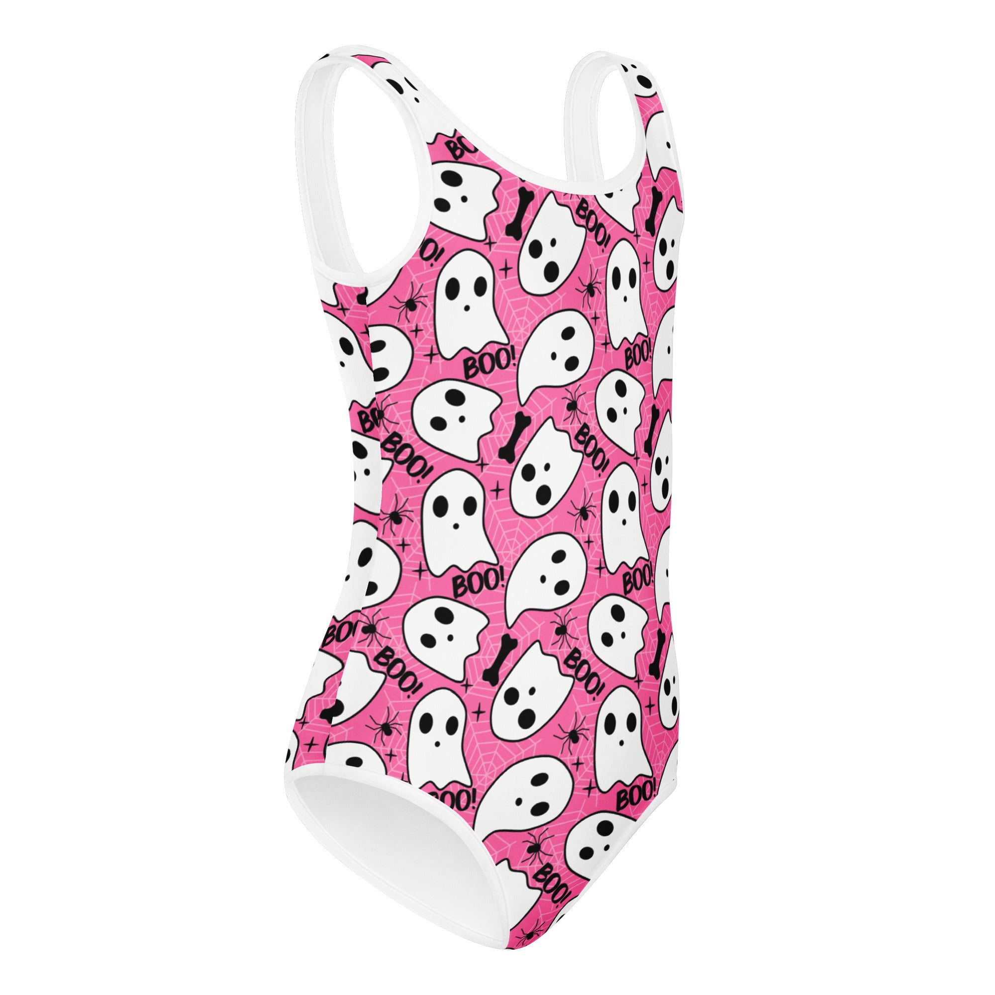Girls Pink Ghost Halloween Leotard – Buttery-Soft, Quick-Dry 4-Way Stretch Comfort for Dance & Gymnastics