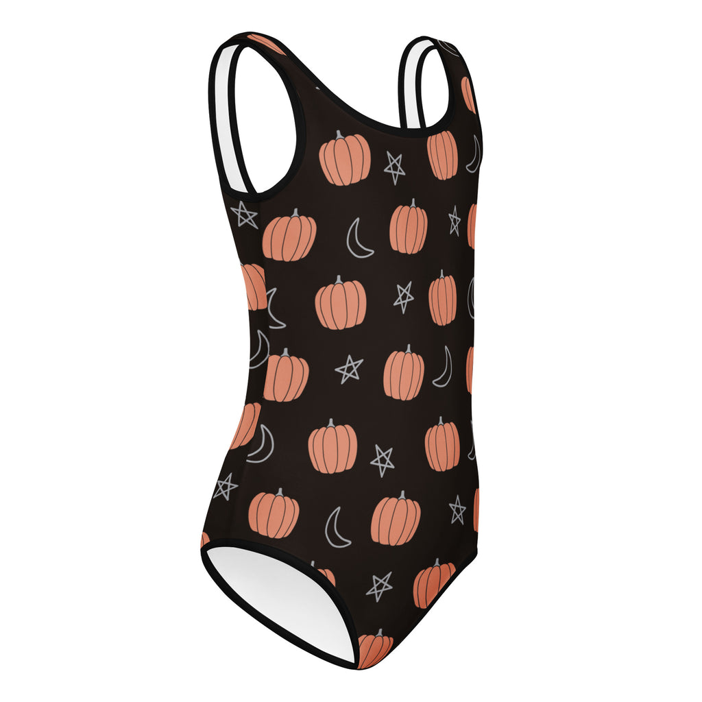 Girls Pumpkin Moon & Stars Halloween Leotard – Buttery-Soft, Quick-Dry 4-Way Stretch Comfort for Dance & Gymnastics