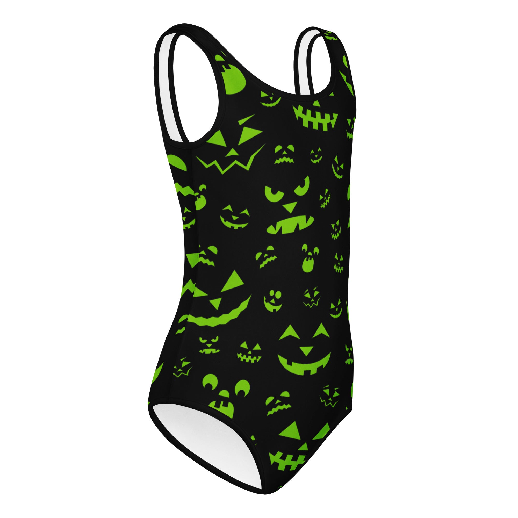 Girls Neon Green Jack O’ Lantern Halloween Leotard – Buttery-Soft, Quick-Dry 4-Way Stretch Comfort for Dance & Gymnastics