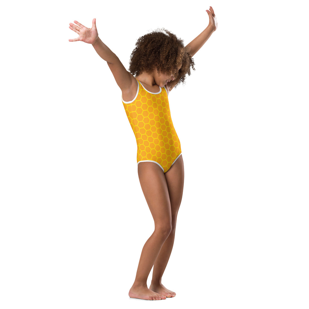 Girls Honeycomb Buttery Soft Swimsuit With UPF 50+