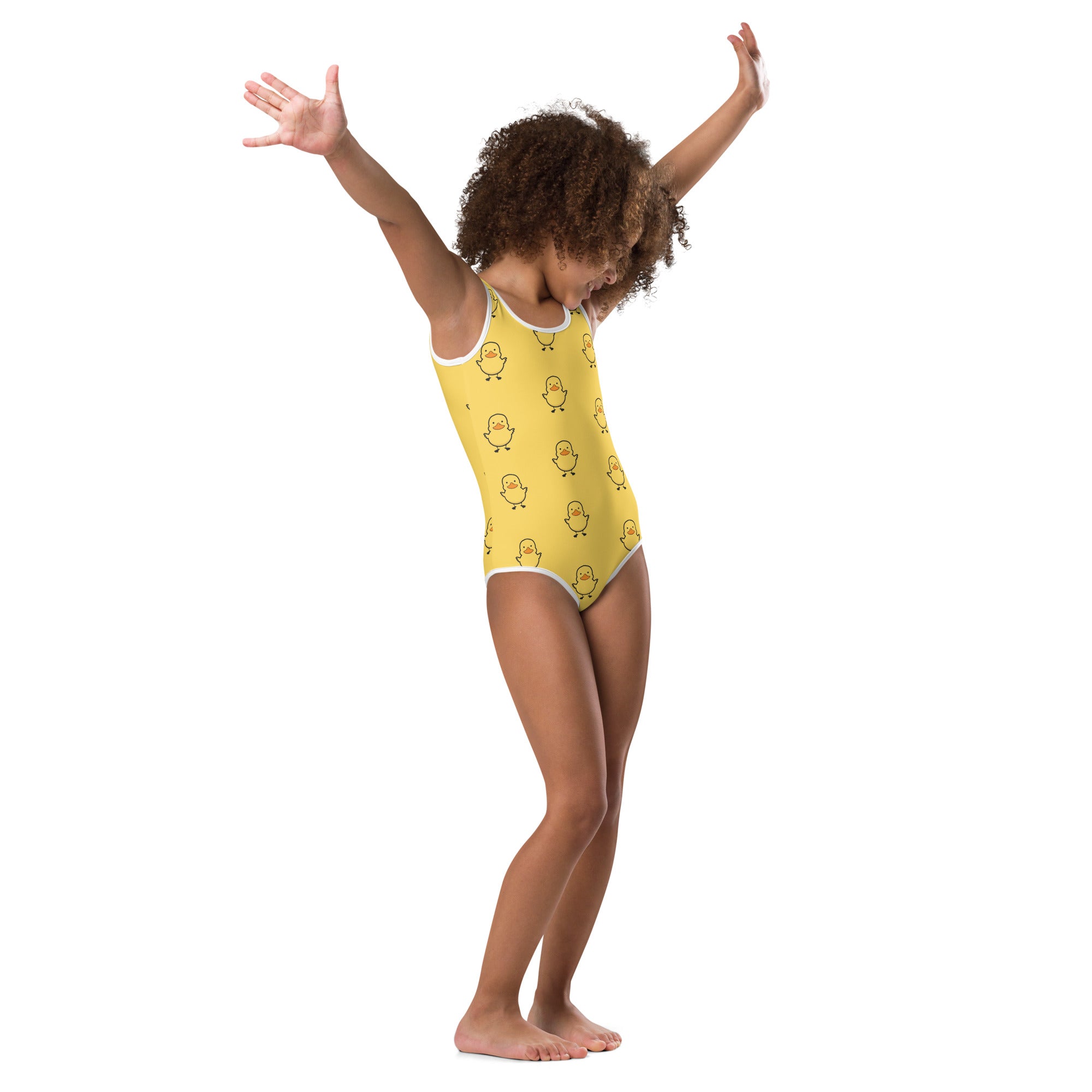 Girls Yellow Rubber Duck Buttery Soft Leotard - Quick Drying For Dance and Gymnastics