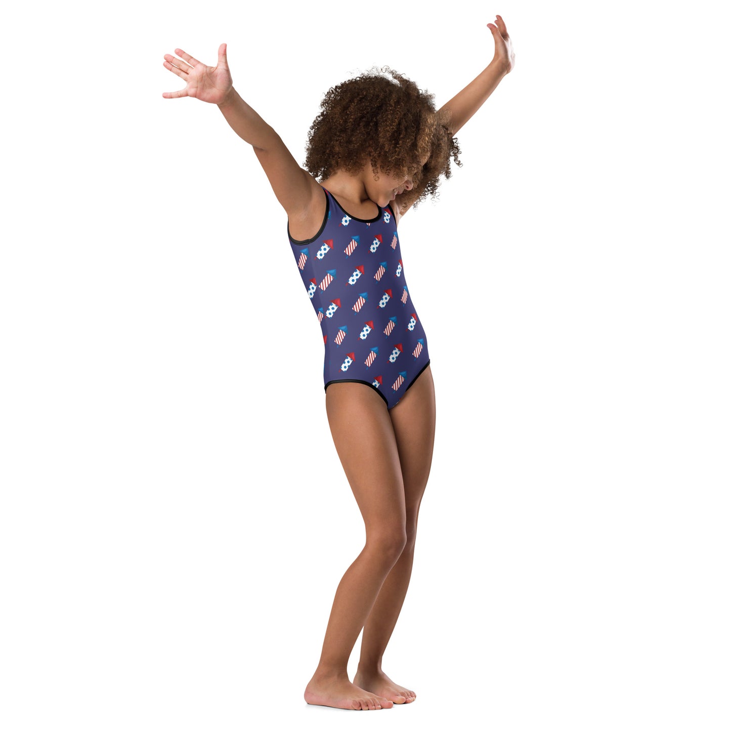 Girls Patriotic Firework Rockets Buttery Soft Leotard