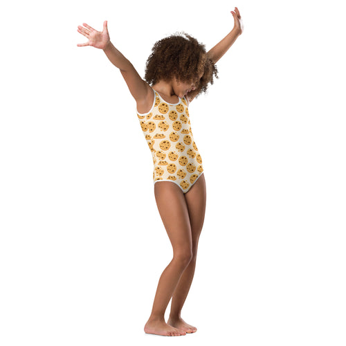 Girls chocolate chip cookie buttery soft leotard with quick-drying fabric featuring golden-brown cookie pattern