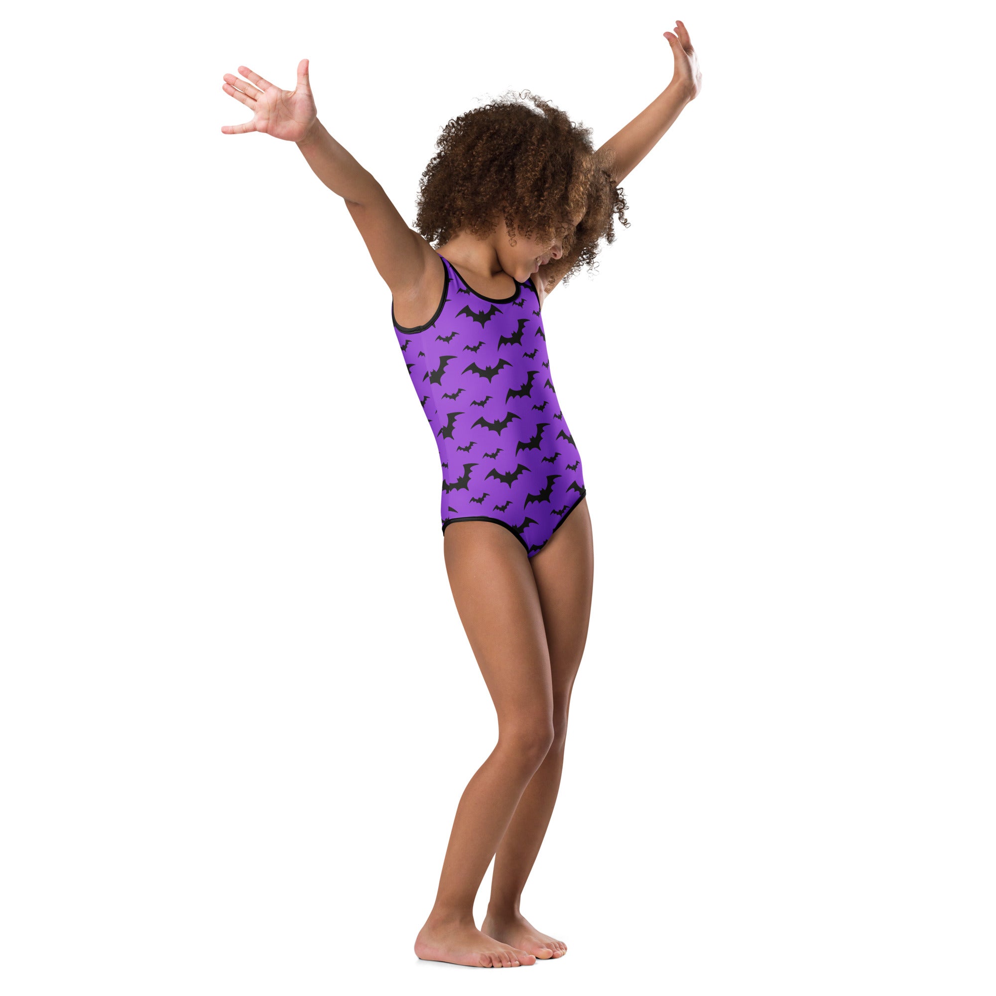 Girls Purple Bats Halloween Buttery Soft Leotard - Quick Drying For Dance and Gymnastics