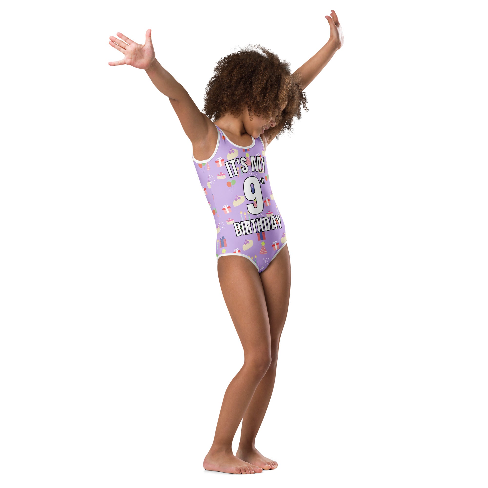 Girls Purple Birthday Party Custom Age It's My Birthday Leotard - Quick Drying For Dance and Gymnastics