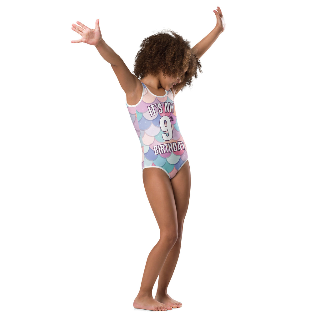 Girls Rainbow Mermaid Custom Age It's My Birthday Leotard - Quick Drying For Dance and Gymnastics