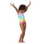 Girls Bright Rainbow Custom Age It's My Birthday Leotard - Quick Drying For Dance and Gymnastics