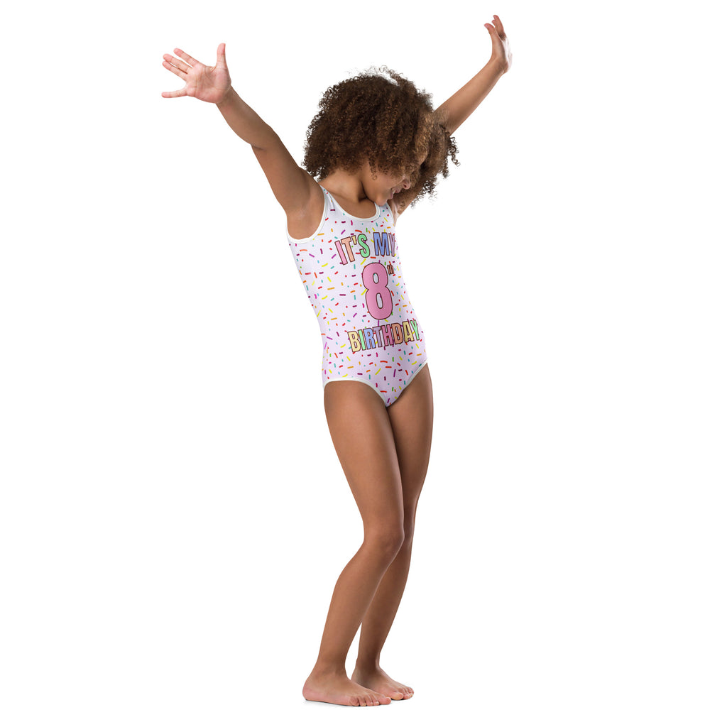 Girls Rainbow Sprinkles Custom Age It's My Birthday Buttery Soft Leotard - Quick Drying For Dance and Gymnastics 