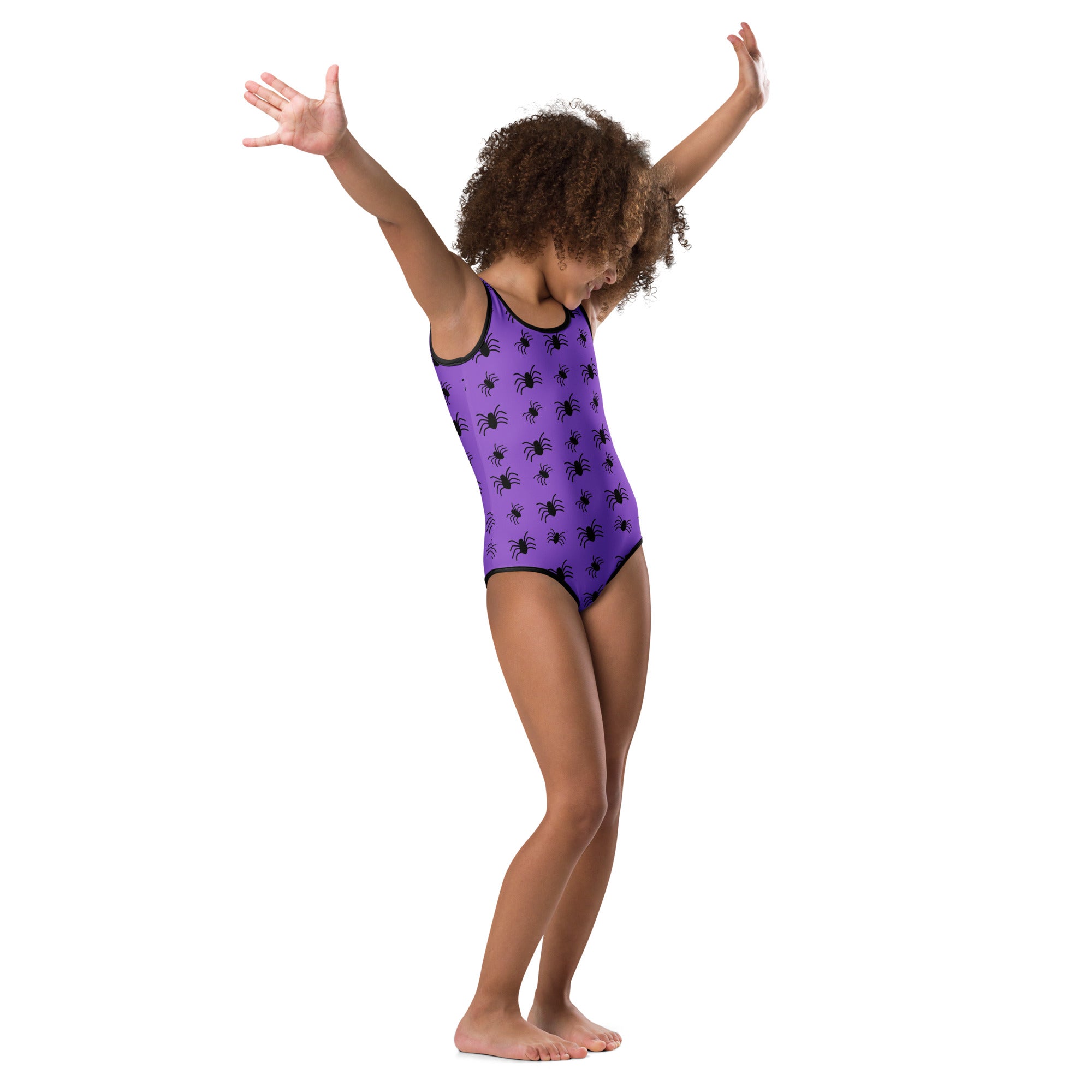 Girls Purple Spider Halloween Leotard – Buttery-Soft, Quick-Dry 4-Way Stretch Comfort for Dance & Gymnastics