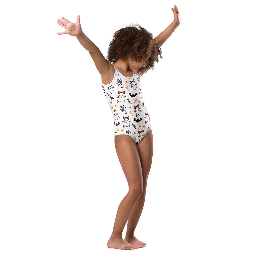 Girls Cute Ghost Halloween Leotard – Buttery-Soft, Quick-Dry 4-Way Stretch Comfort for Dance & Gymnastics