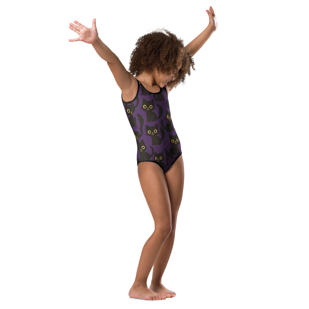 Girls Black Cat Halloween Leotard – Buttery-Soft, Quick-Dry 4-Way Stretch Comfort for Dance & Gymnastics