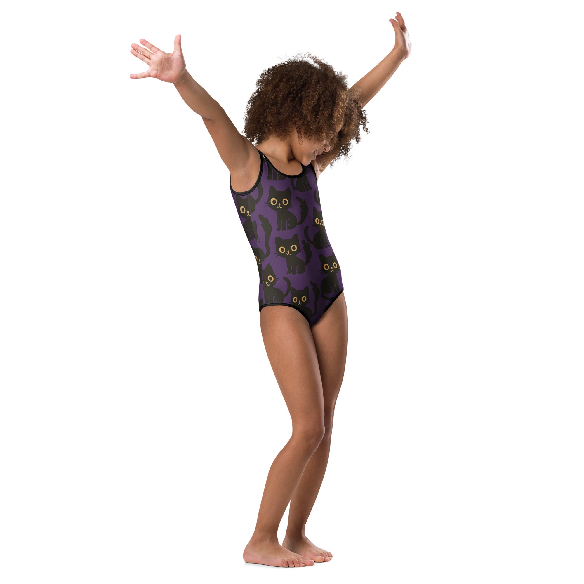 Girls Black Cat Halloween Leotard – Buttery-Soft, Quick-Dry 4-Way Stretch Comfort for Dance & Gymnastics