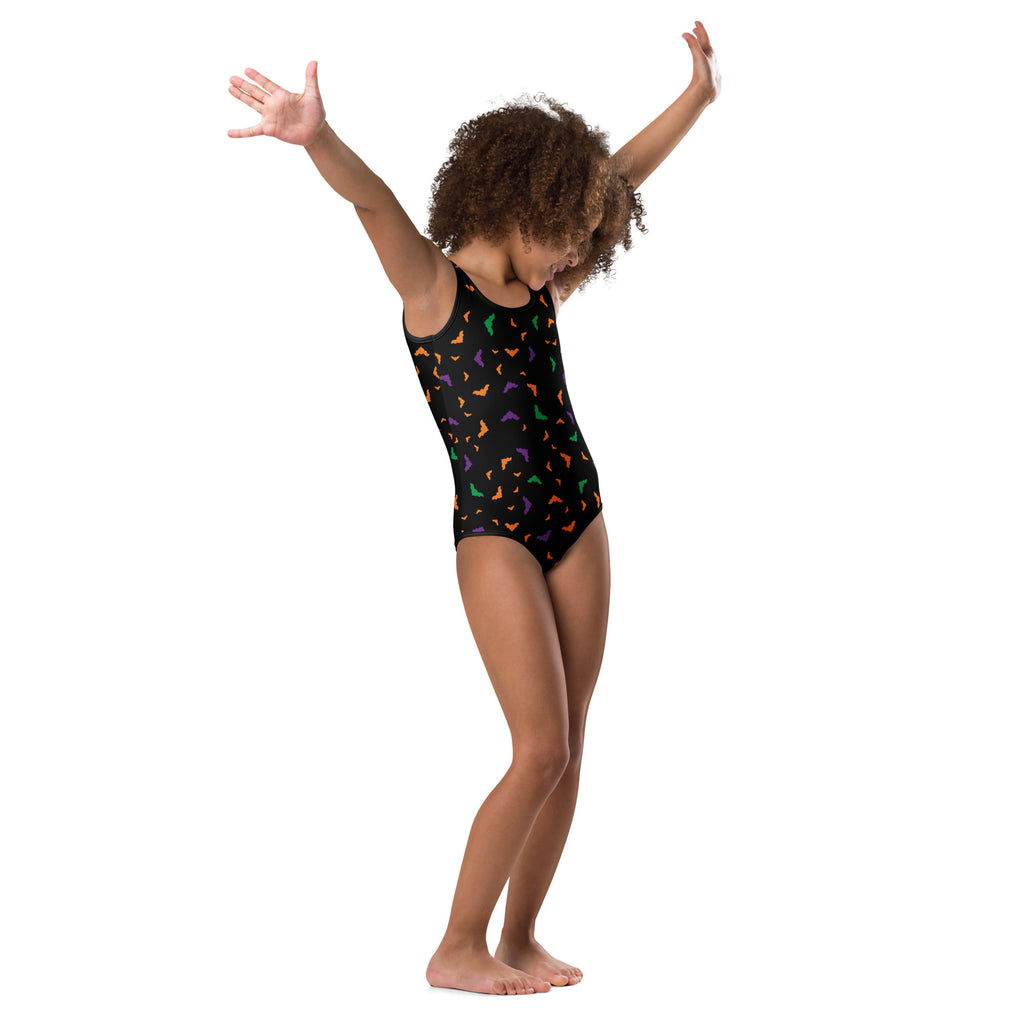 Girls Colorful Bats Halloween Leotard – Buttery-Soft, Quick-Dry 4-Way Stretch Comfort for Dance & Gymnastics