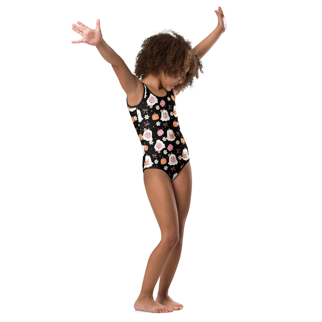 Girls Cute Ghost Halloween Leotard – Buttery-Soft, Quick-Dry 4-Way Stretch Comfort for Dance & Gymnastics