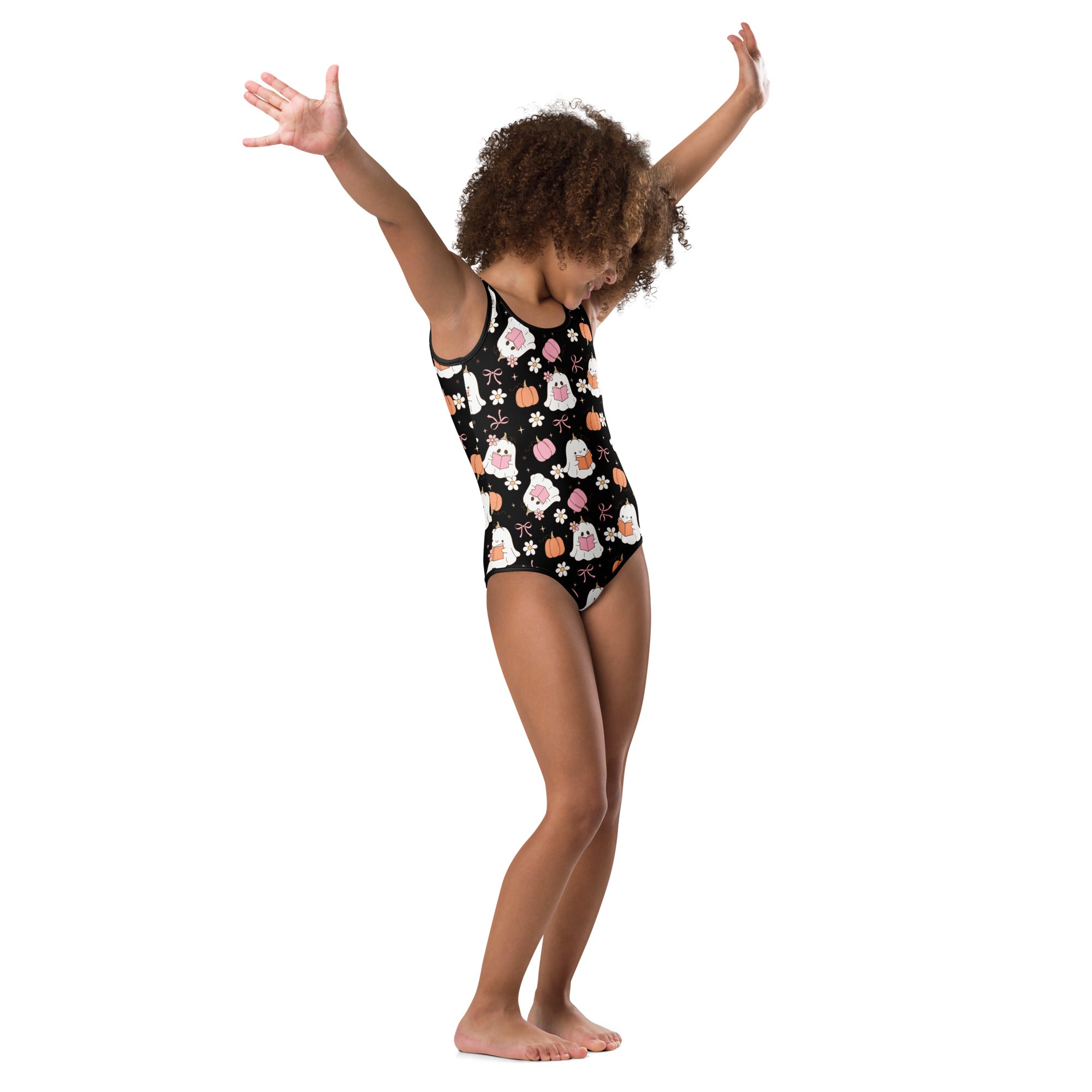 Girls Cute Ghost Halloween Leotard – Buttery-Soft, Quick-Dry 4-Way Stretch Comfort for Dance & Gymnastics