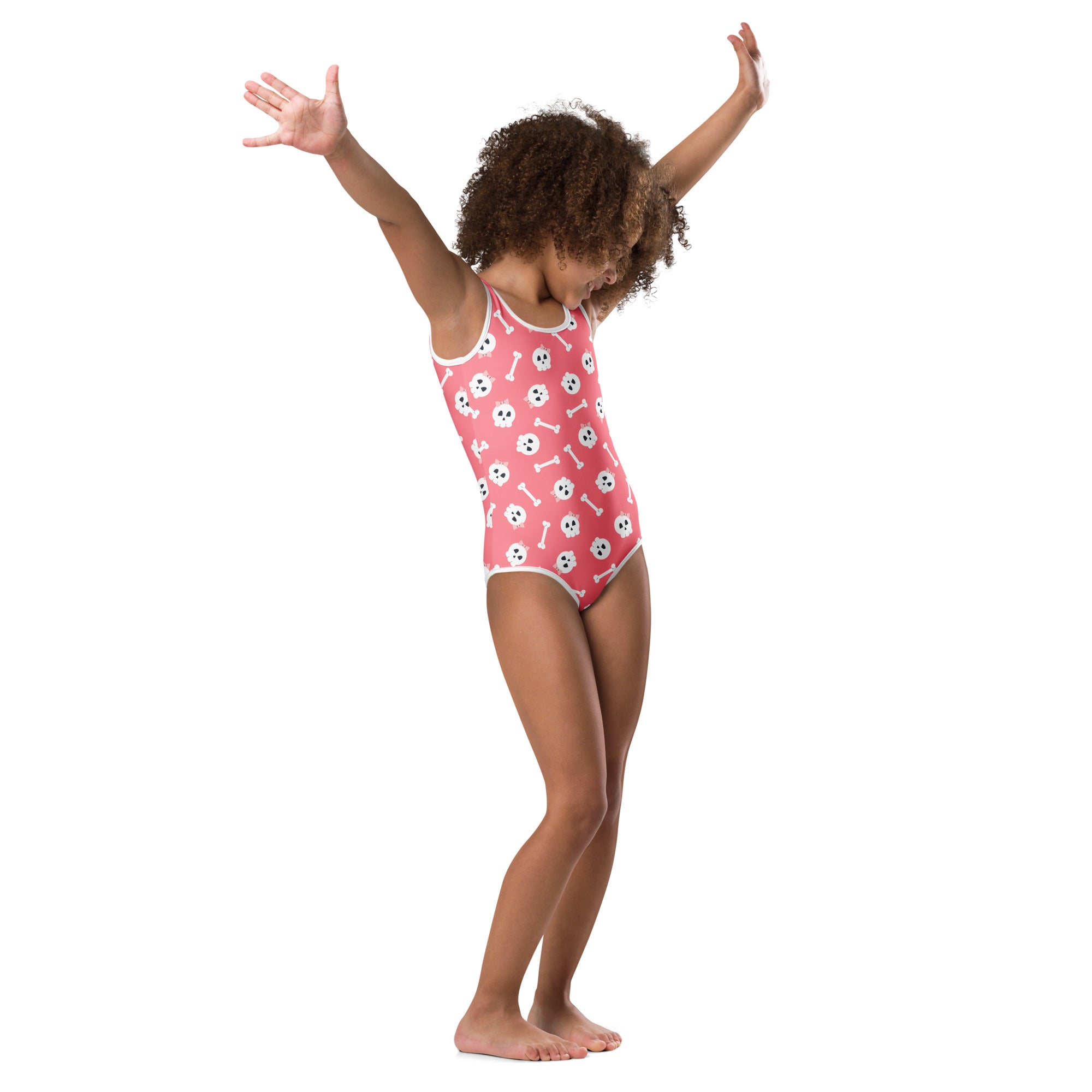 Girls Pink Skulls Halloween Leotard – Buttery-Soft, Quick-Dry 4-Way Stretch Comfort for Dance & Gymnastics