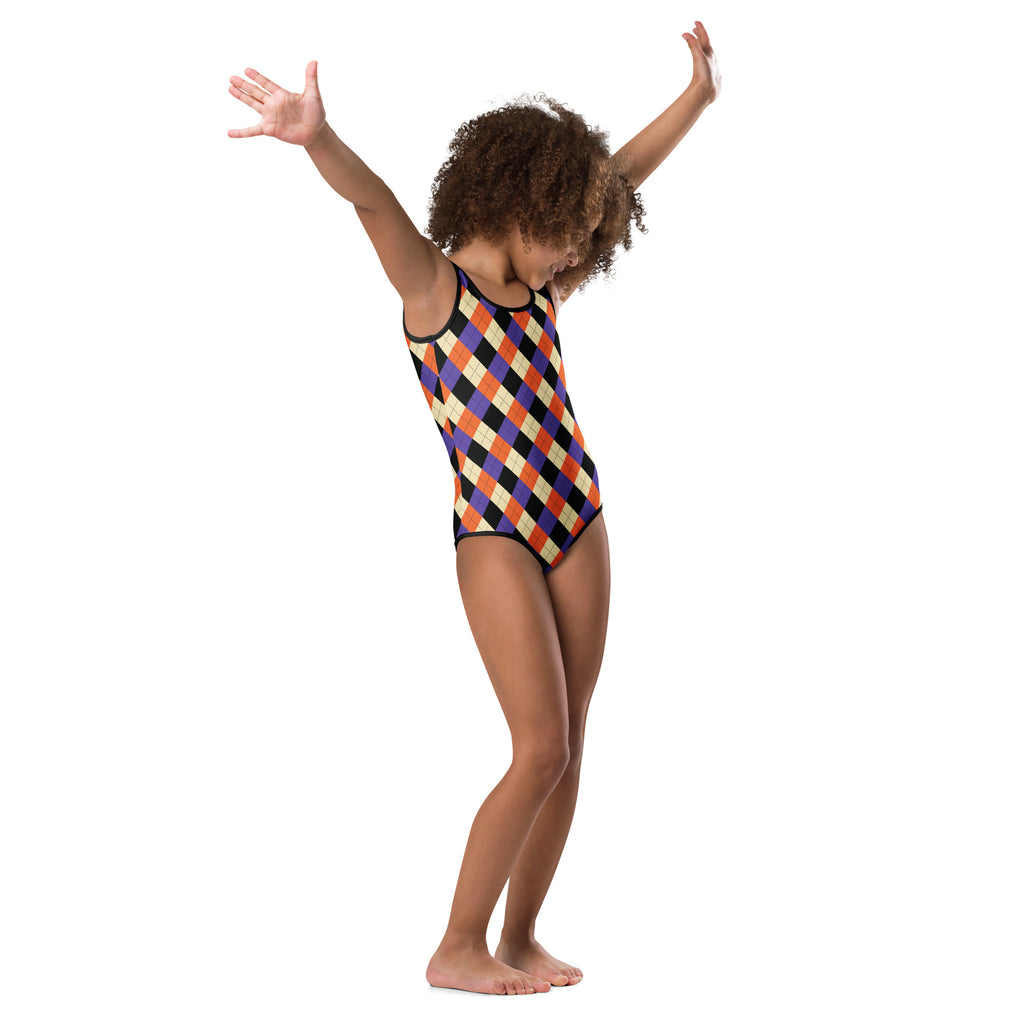 Girls Halloween Argyle Leotard – Buttery-Soft, Quick-Dry 4-Way Stretch Comfort for Dance & Gymnastics