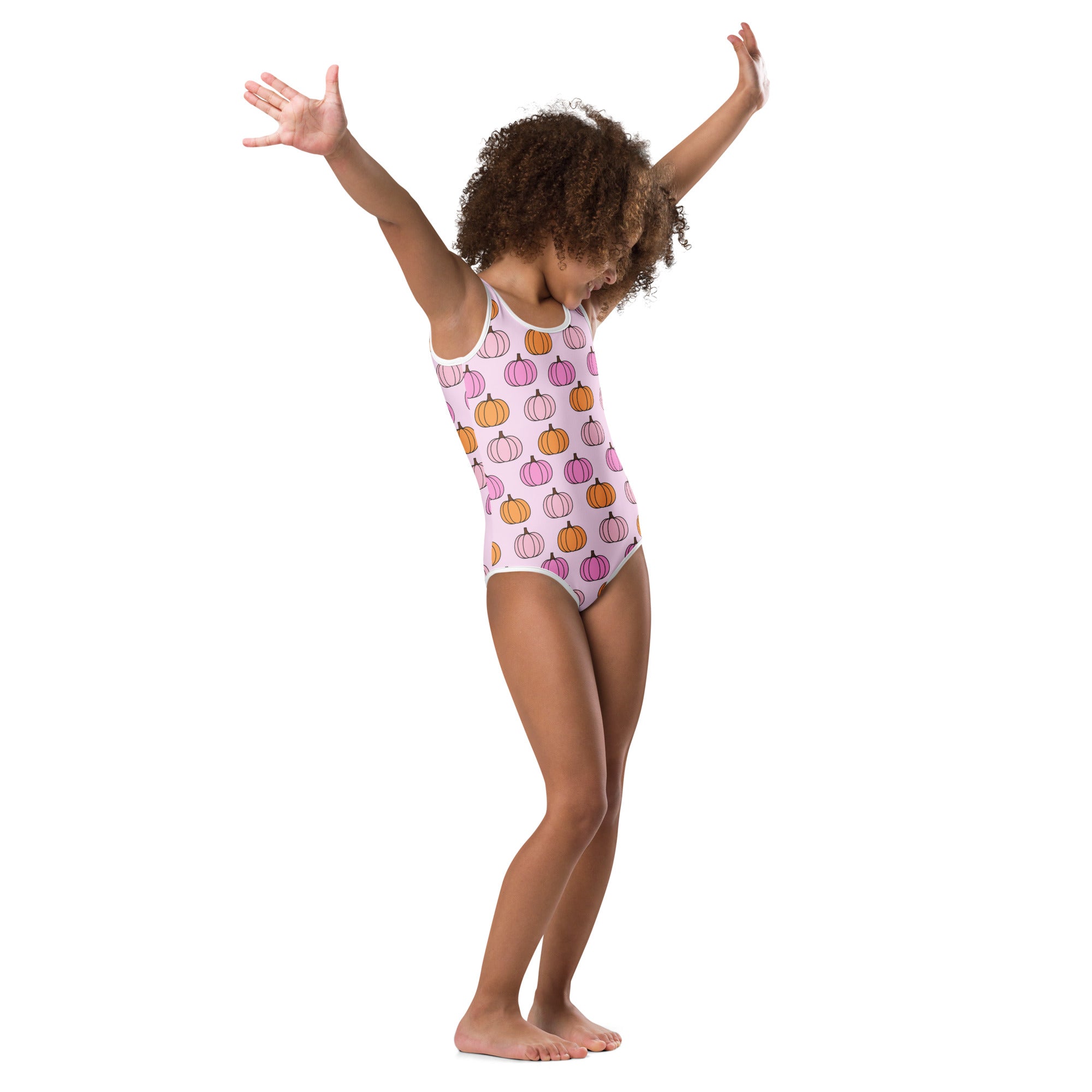 Girls Pink Orange Pumpkin Fall Leotard – Buttery-Soft, Quick-Dry 4-Way Stretch Comfort for Dance & Gymnastics