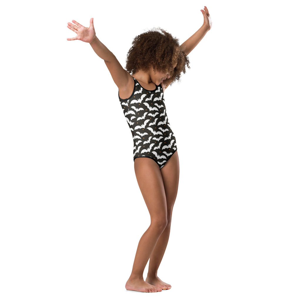 Girls Brown White Bat Halloween Leotard – Buttery-Soft, Quick-Dry 4-Way Stretch Comfort for Dance & Gymnastics