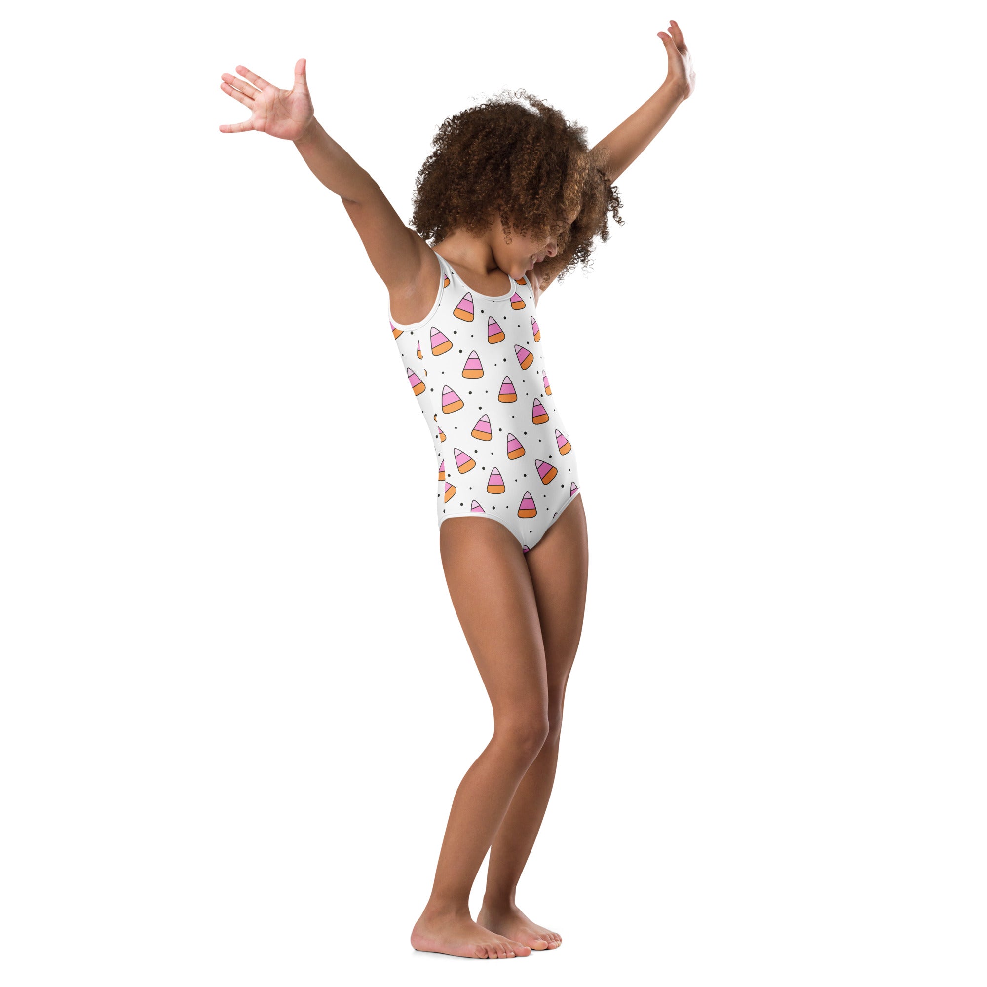 Girls White Candy Corn Halloween Leotard – Buttery-Soft, Quick-Dry 4-Way Stretch Comfort for Dance & Gymnastics