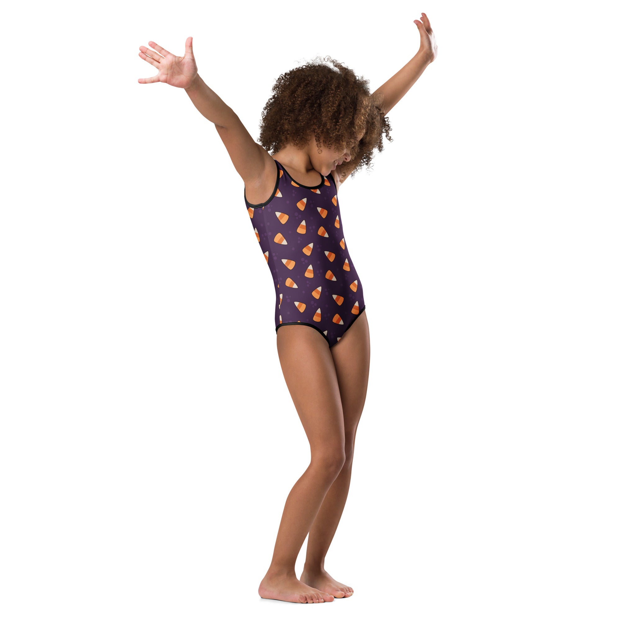 Girls Purple Candy Corn Halloween Themed Leotard – Buttery-Soft, Quick-Dry 4-Way Stretch Comfort for Dance & Gymnastics