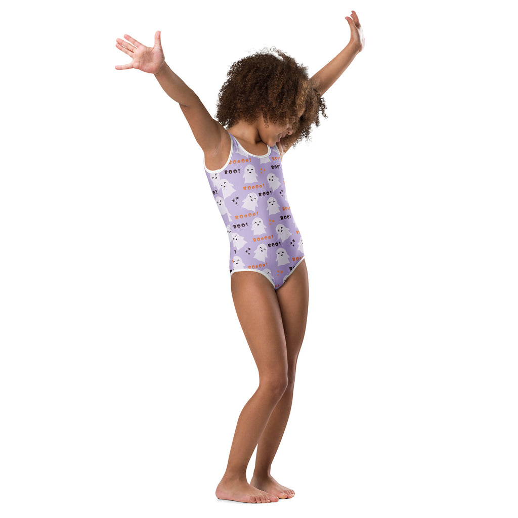 Girls Purple Ghost Halloween Leotard – Buttery-Soft, Quick-Dry 4-Way Stretch Comfort for Dance & Gymnastics