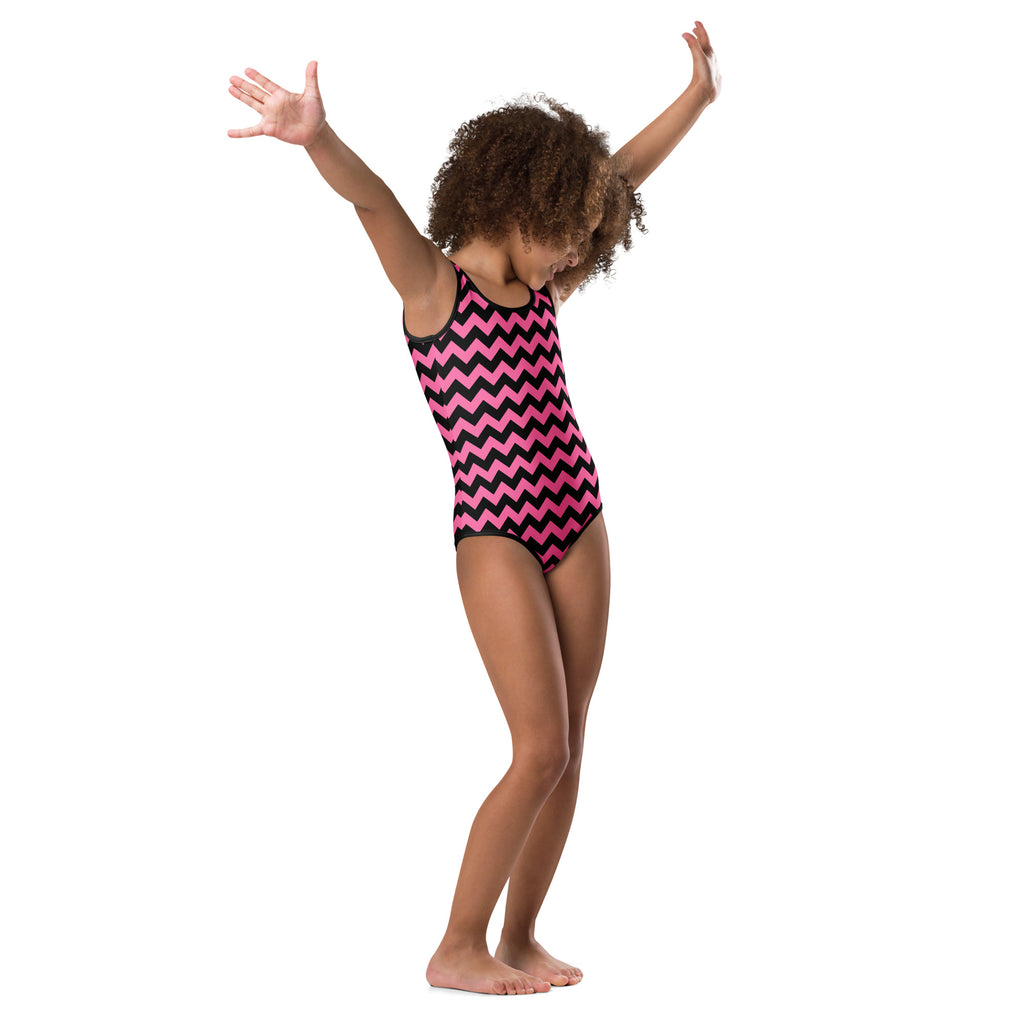 Girls Pink Chevron Halloween Leotard – Buttery-Soft, Quick-Dry 4-Way Stretch Comfort for Dance & Gymnastics