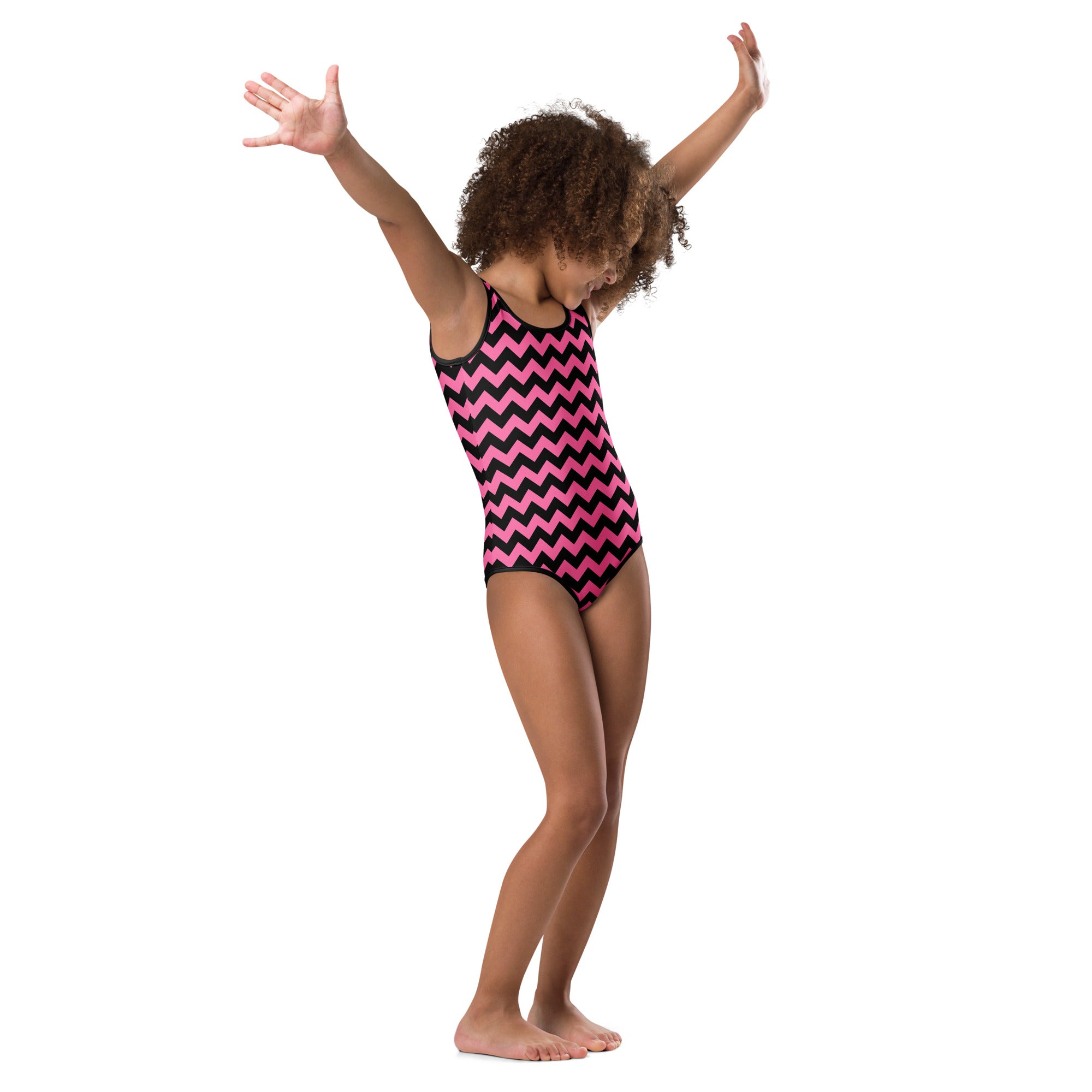 Girls Pink Chevron Halloween Leotard – Buttery-Soft, Quick-Dry 4-Way Stretch Comfort for Dance & Gymnastics