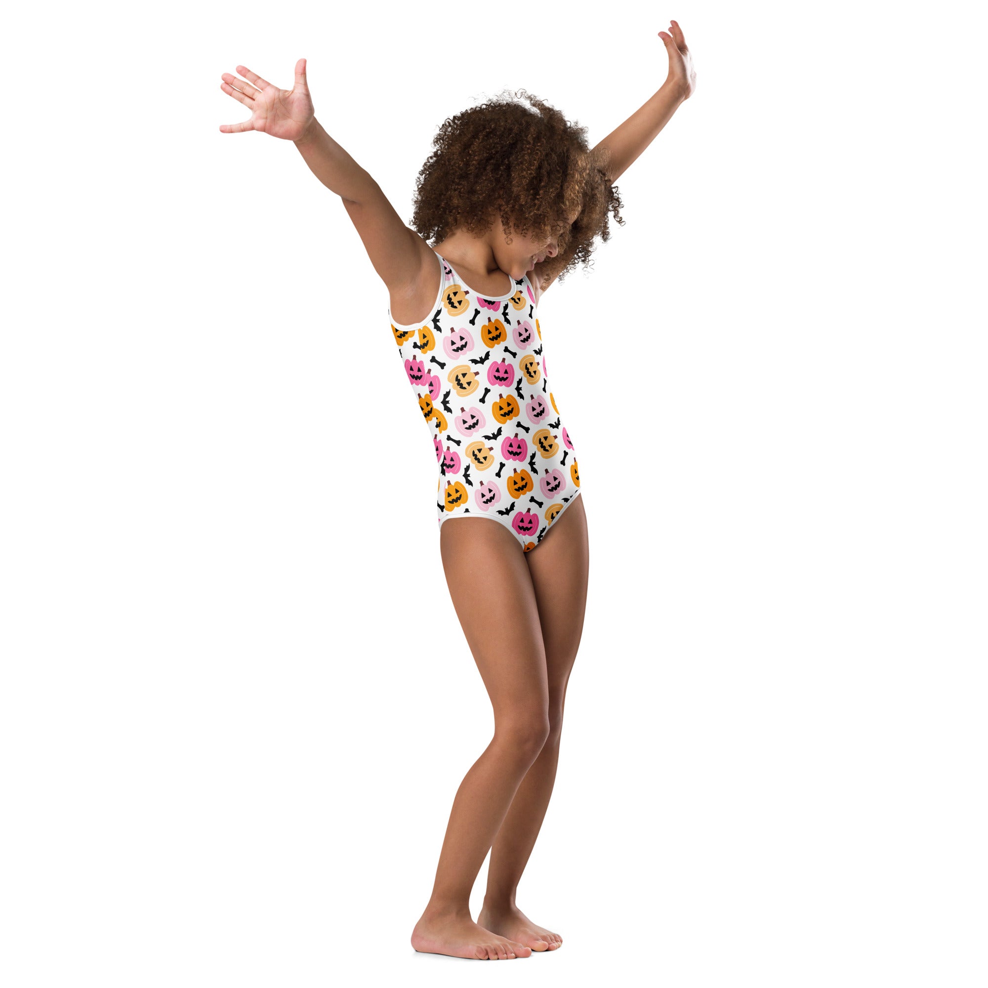 Girls Pink Pumpkin Halloween Leotard – Buttery-Soft, Quick-Dry 4-Way Stretch Comfort for Dance & Gymnastics