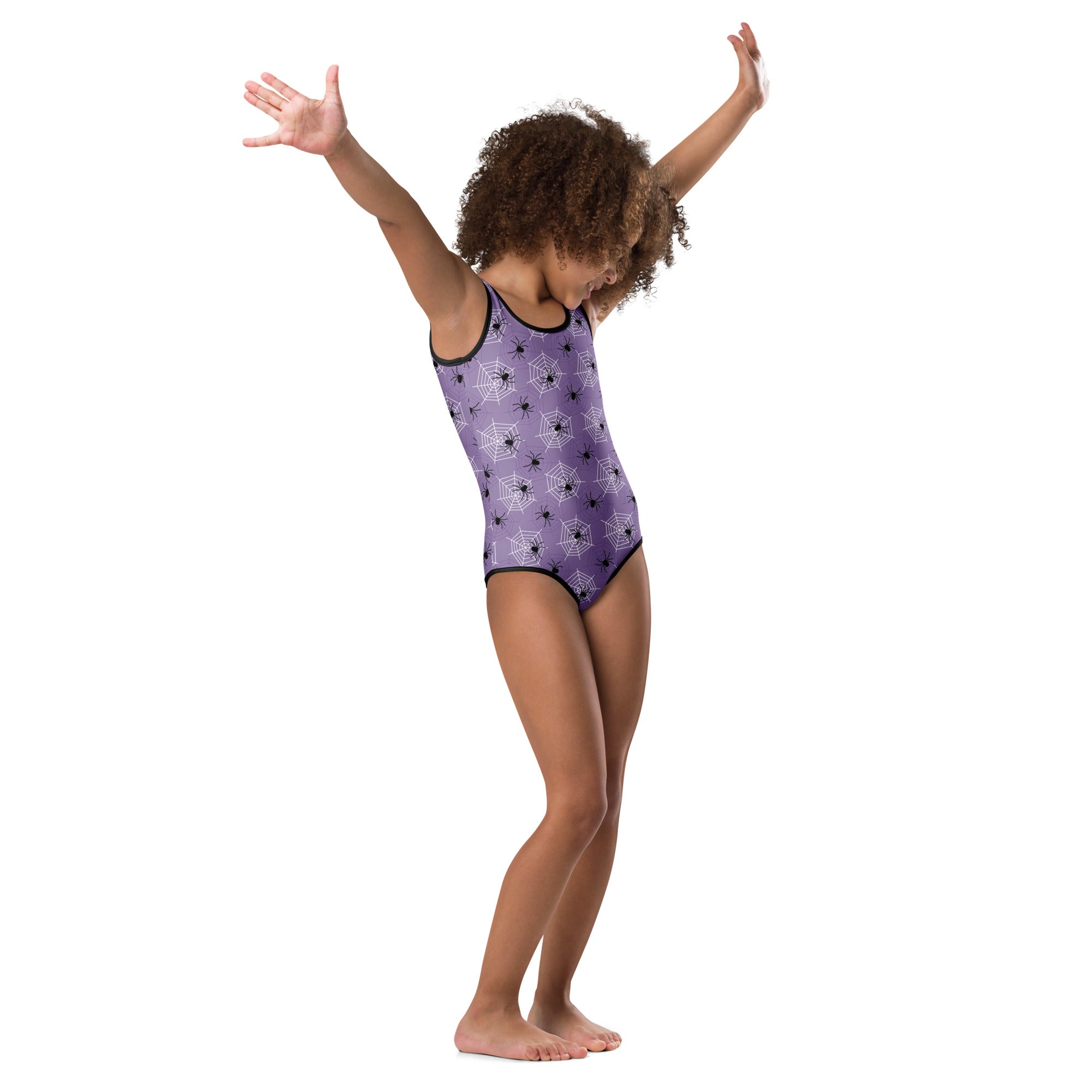 Girls Purple Spider Web Halloween Leotard – Buttery-Soft, Quick-Dry 4-Way Stretch Comfort for Dance & Gymnastics