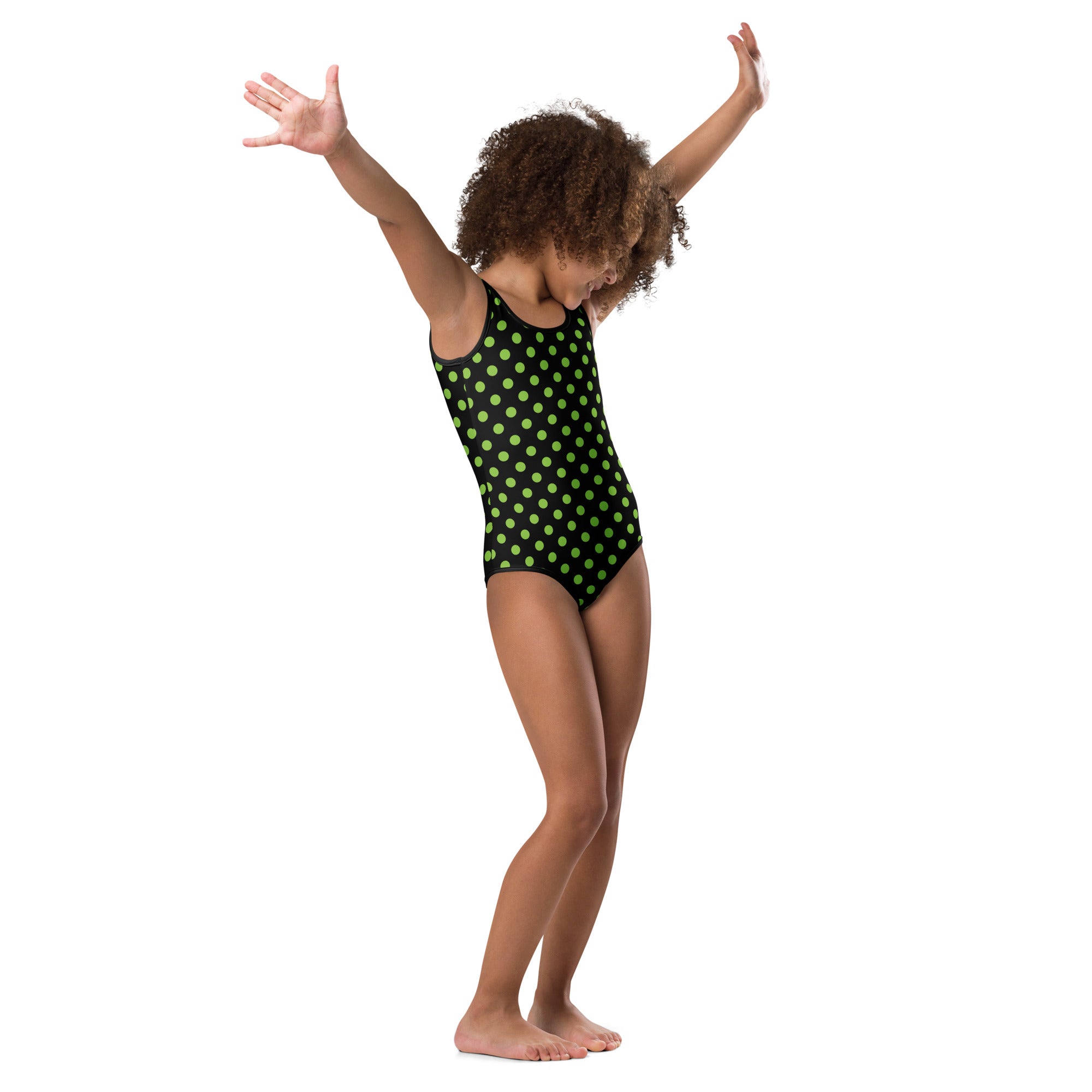 Girls Lime Green Polka Dot Halloween Leotard – Buttery-Soft, Quick-Dry 4-Way Stretch Comfort for Dance & Gymnastics