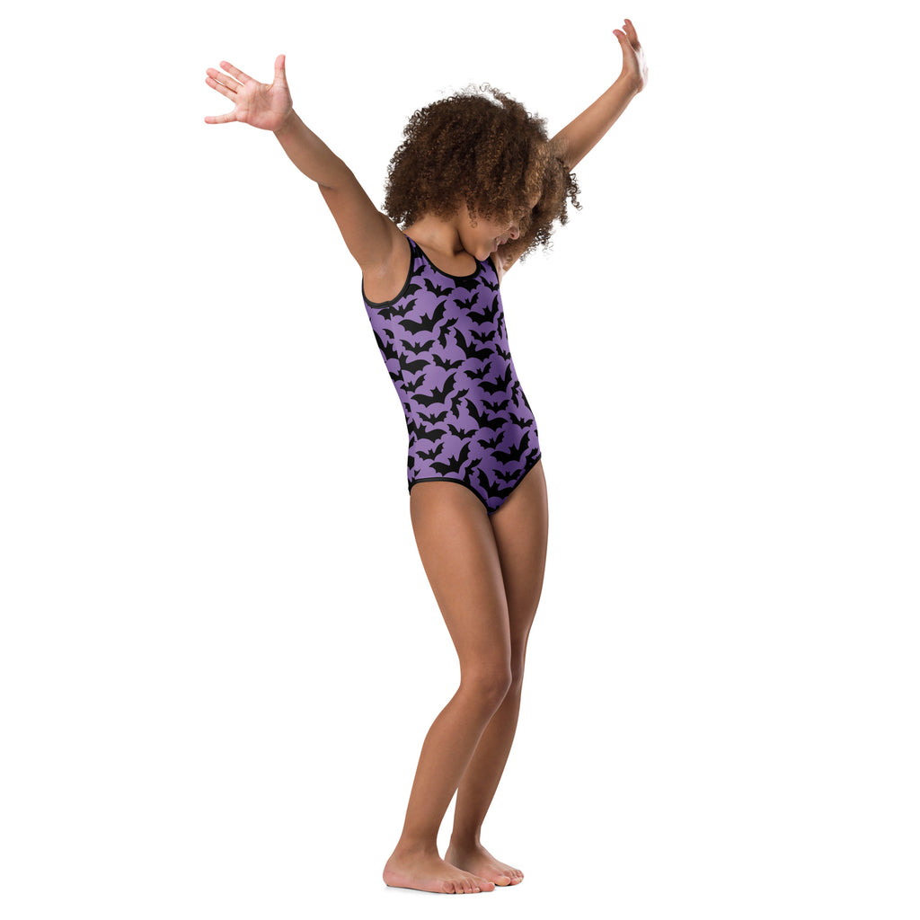 Girls Purple Bat Themed Halloween Leotard – Buttery-Soft, Quick-Dry 4-Way Stretch Comfort for Dance & Gymnastics