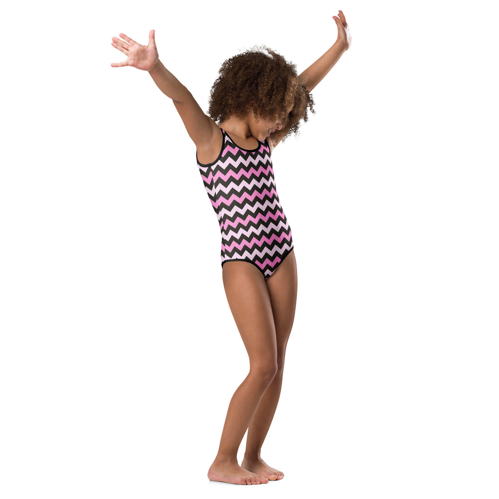 Girls Pink Chevron Leotard – Buttery-Soft, Quick-Dry 4-Way Stretch Comfort for Dance & Gymnastics