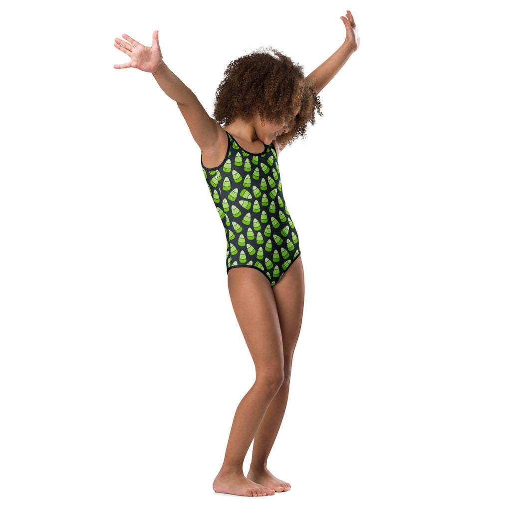 Girls Green Candy Corn Halloween Leotard – Buttery-Soft, Quick-Dry 4-Way Stretch Comfort for Dance & Gymnastics