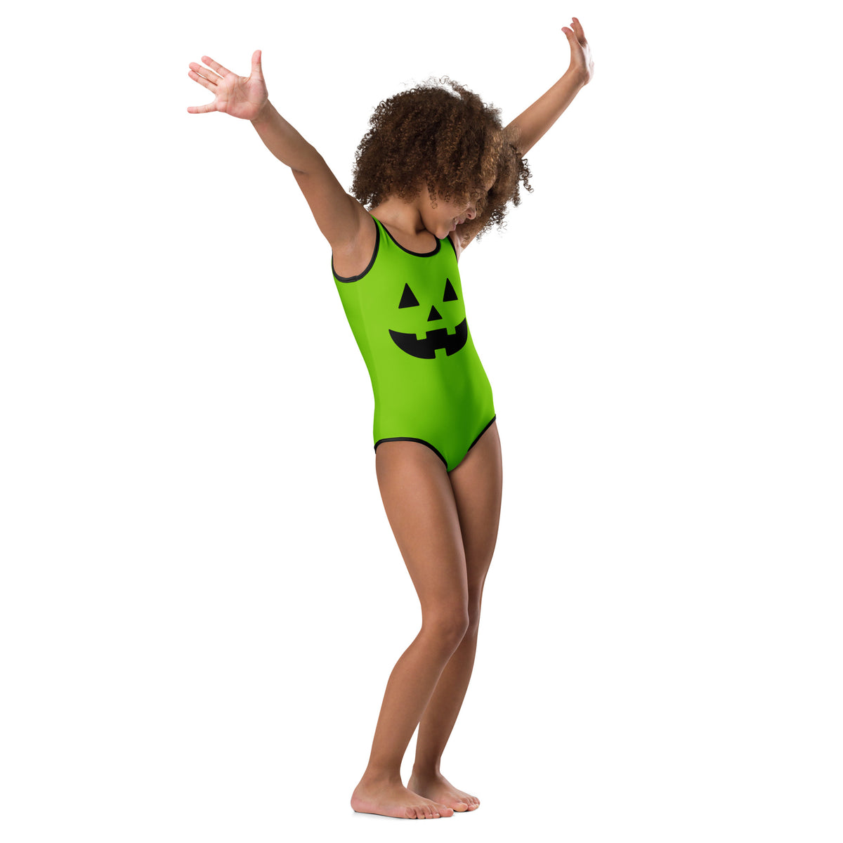 Girls Green Jack O’ Lantern Halloween Leotard – Buttery-Soft, Quick-Dry 4-Way Stretch Comfort for Dance & Gymnastics