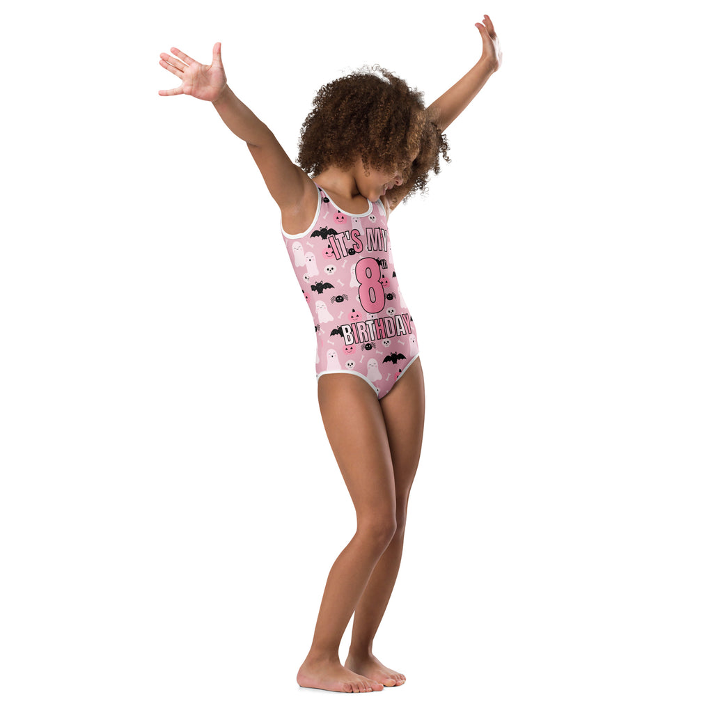 Girls Pink Halloween Custom Age It's My Birthday Leotard – Buttery-Soft, Quick-Dry 4-Way Stretch Comfort for Dance & Gymnastics