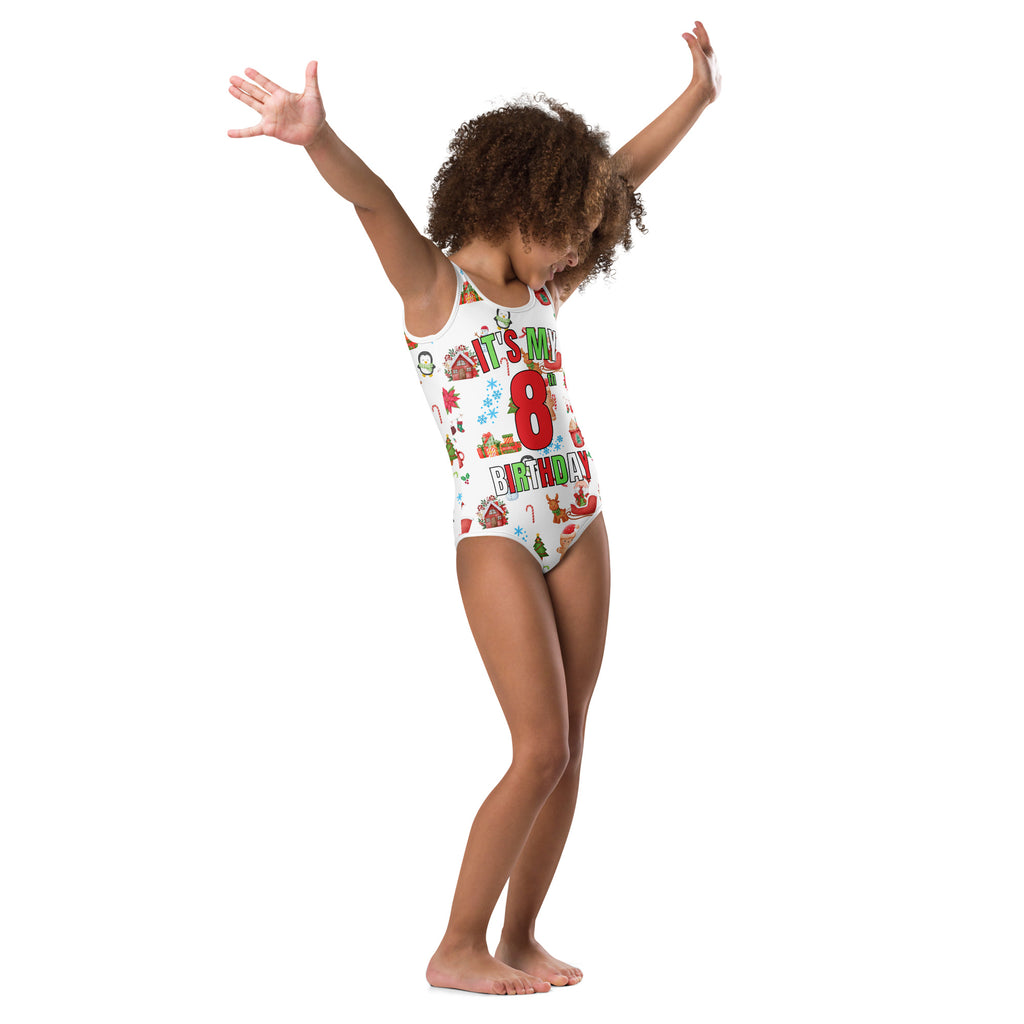 Girls Christmas Themed Custom Age It's My Birthday Leotard – Buttery-Soft, Quick-Dry 4-Way Stretch Comfort for Dance & Gymnastics