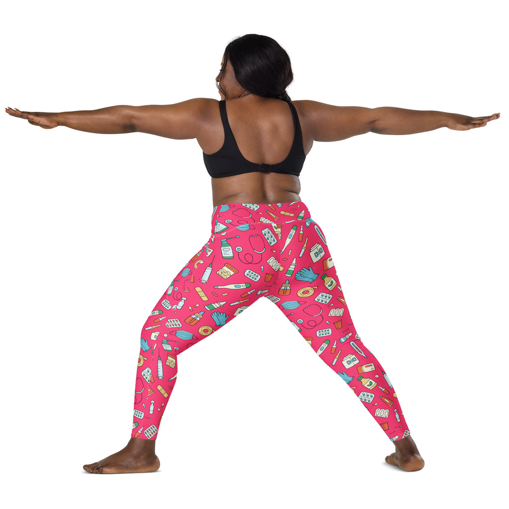 Women’s Nurse Themed Yoga Leggings With Pockets – High-Waisted, Soft Compression Active Pants