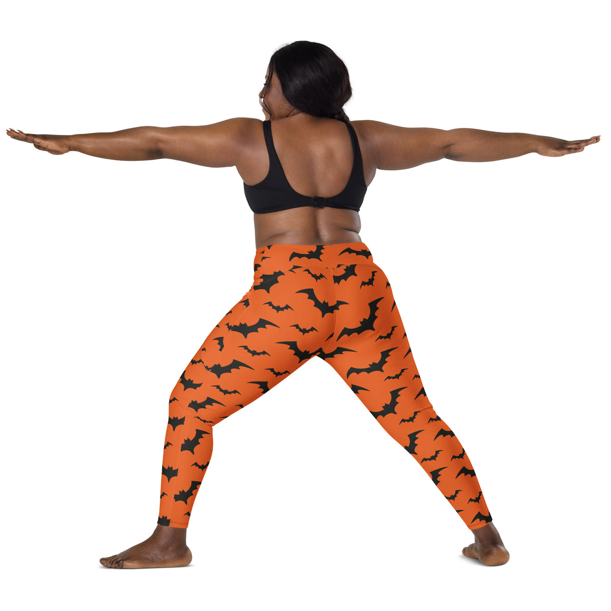 Women’s Orange Bats Halloween Yoga Leggings With Pockets – High-Waisted, Soft Compression Active Pants
