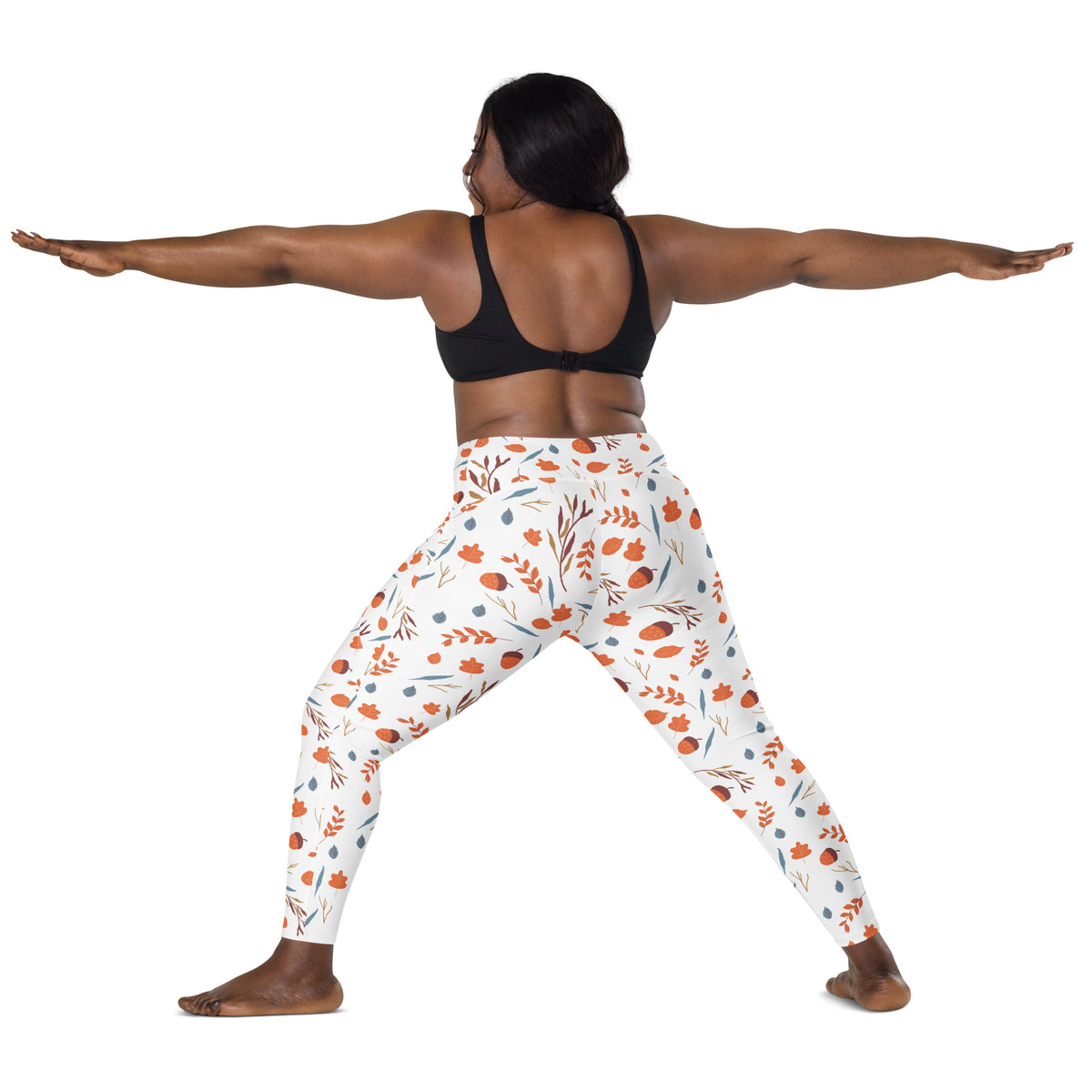 Women’s Fall Acorns Yoga Leggings With Pockets – High-Waisted, Soft Compression Active Pants