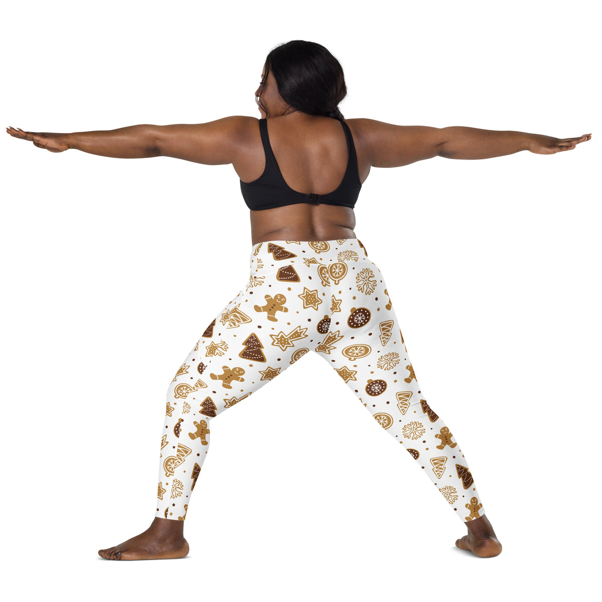 Women’s Gingerbread Cookies Christmas Yoga Leggings With Pockets – High-Waisted, Soft Compression Active Pants