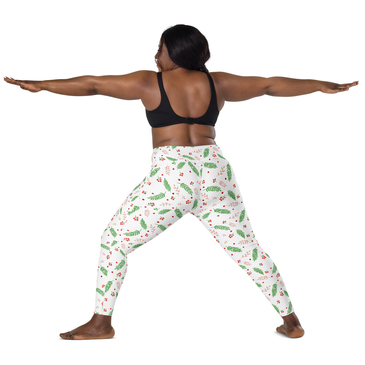 Women’s Christmas Holly Berry Yoga Leggings With Pockets – High-Waisted, Soft Compression Active Pants