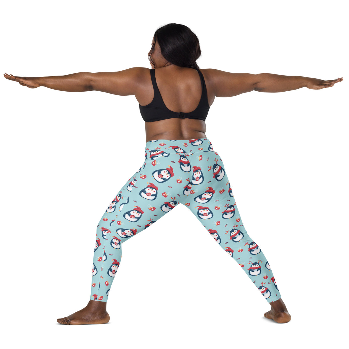 Women’s Christmas Penguin Yoga Leggings With Pockets – High-Waisted, Soft Compression Active Pants