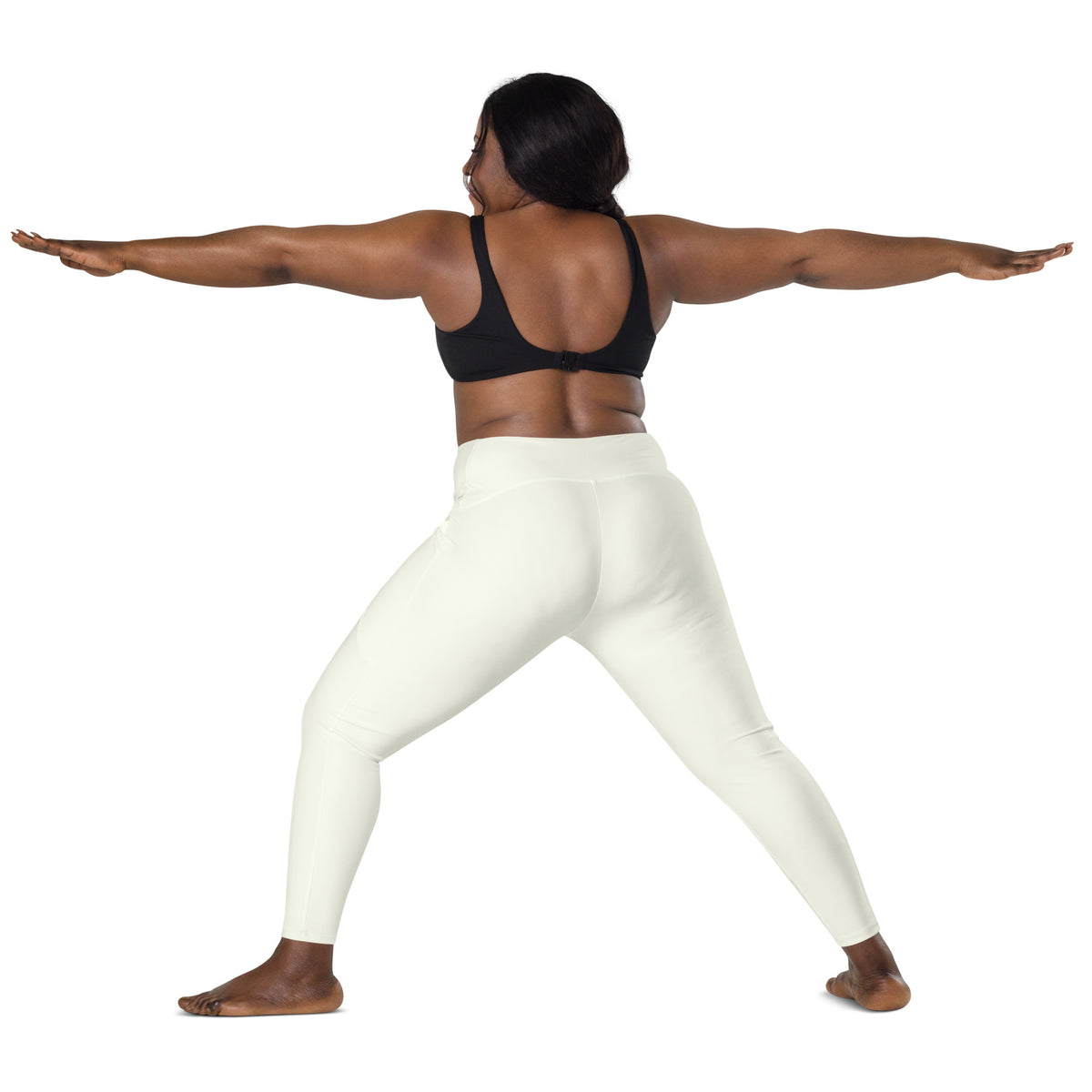 Women’s Ivory Yoga Leggings With Pockets – High-Waisted, Soft Compression Active Pants