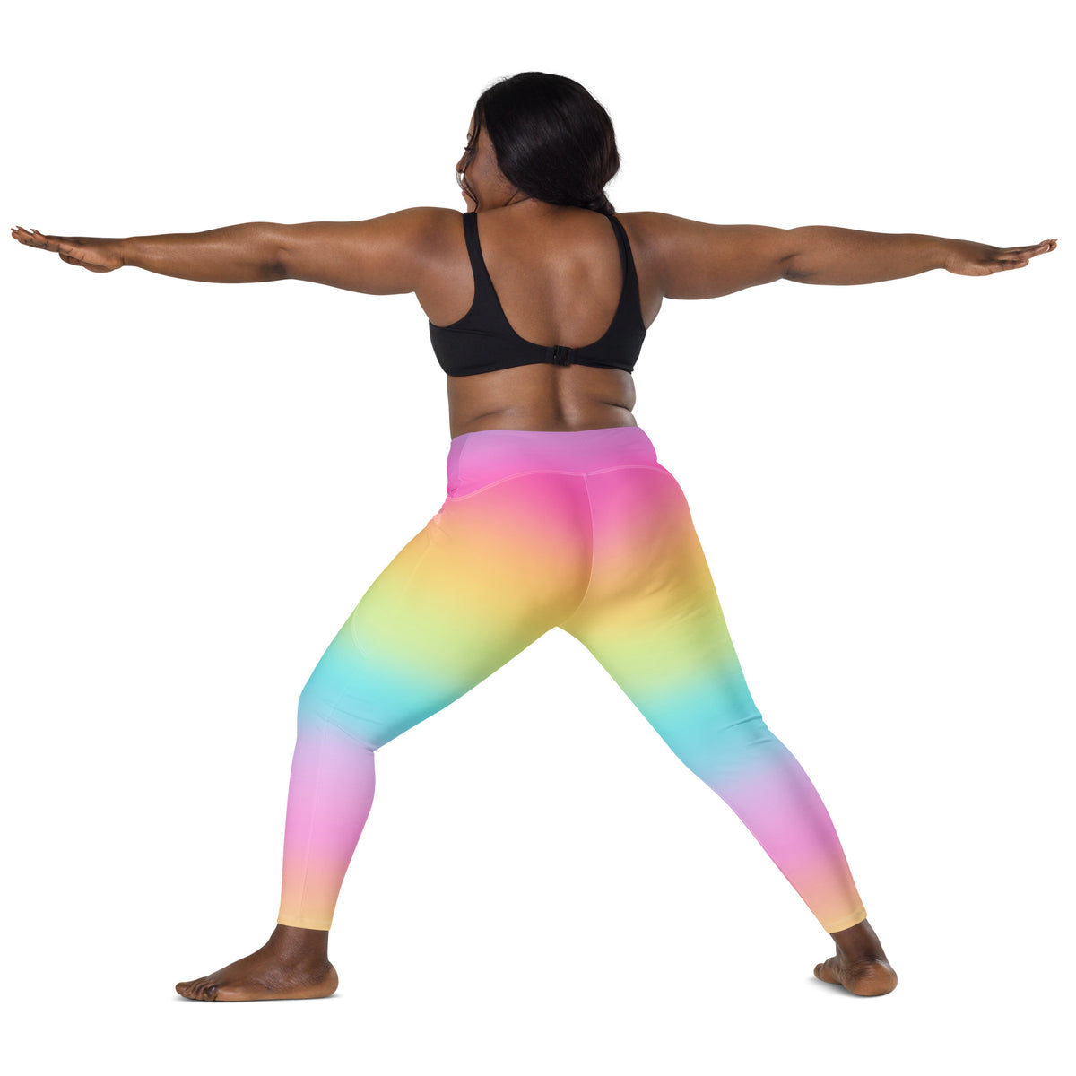 Women’s Bright Rainbow Yoga Leggings With Pockets – High-Waisted, Soft Compression Active Pants