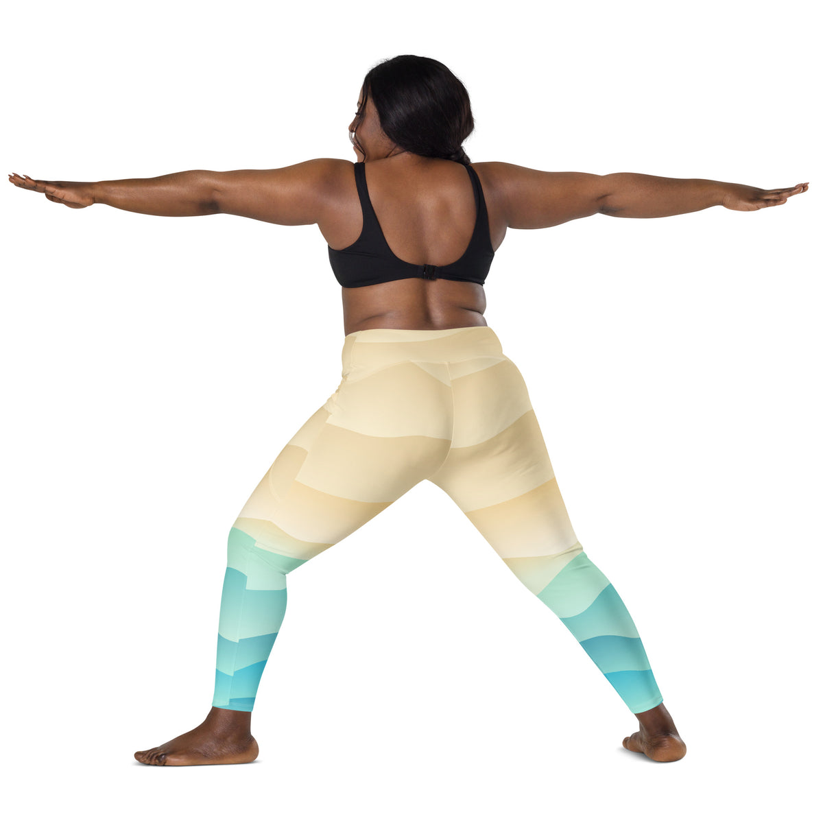 Women’s Pastel Beach Sunset Yoga Leggings With Pockets – High-Waisted, Soft Compression Active Pants