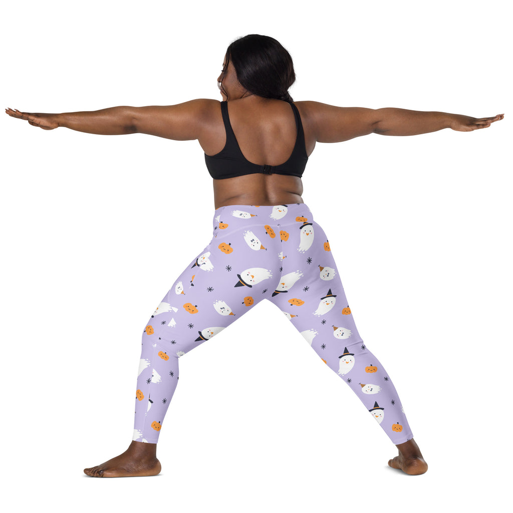 Women’s Ghost Witch Halloween Yoga Leggings With Pockets – High-Waisted, Soft Compression Active Pants
