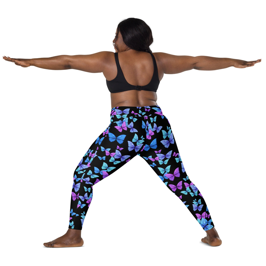 Women’s Vibrant Butterfly Leggings With Pockets – High-Waisted, Soft Compression Active Pants
