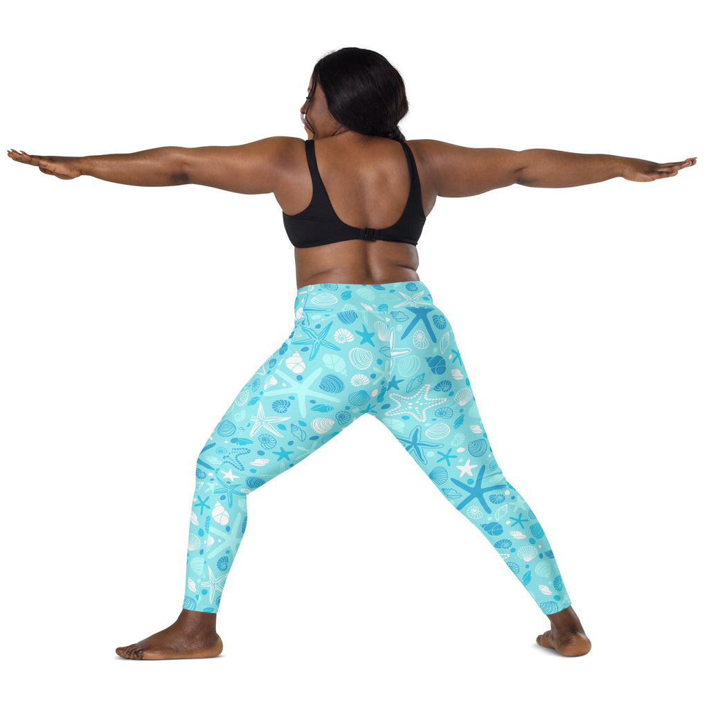 Women’s Starfish & Shells Leggings With Pockets – High-Waisted, Soft Compression Active Pants