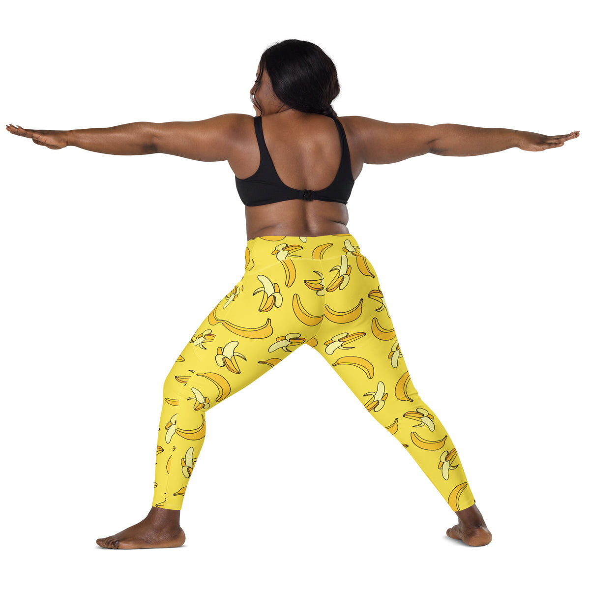 Women’s Yellow Banana Leggings With Pockets – High-Waisted, Soft Compression Active Pants